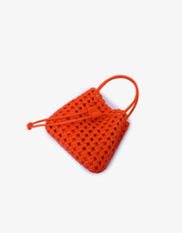 REMI/REID PERRIE BUCKET MINI WOVEN SQUARE BAG - ORANGE