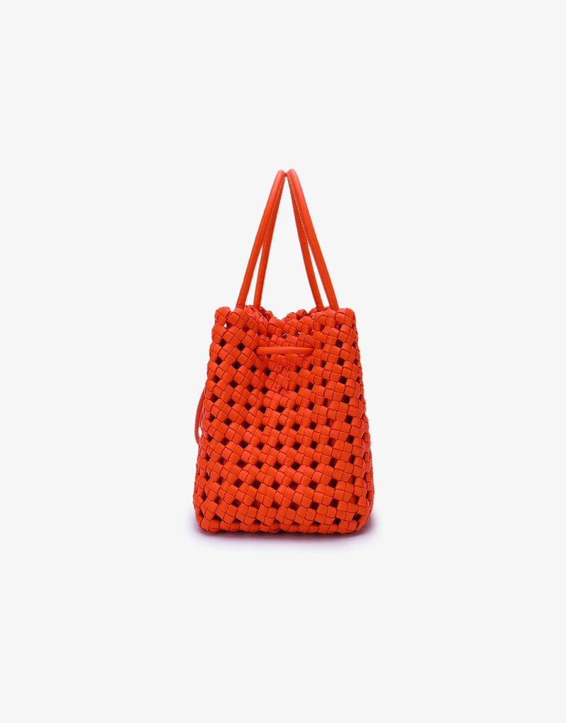 REMI/REID PERRIE BUCKET MINI WOVEN SQUARE BAG - ORANGE