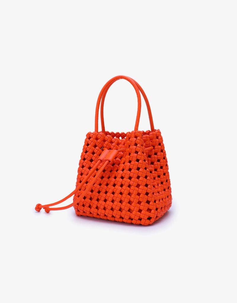 REMI/REID PERRIE BUCKET MINI WOVEN SQUARE BAG - ORANGE