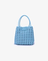 REMI/REID PERRIE BUCKET MINI WOVEN SQUARE BAG - SKY