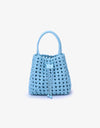 REMI/REID PERRIE BUCKET MINI WOVEN SQUARE BAG - SKY