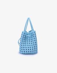 REMI/REID PERRIE BUCKET MINI WOVEN SQUARE BAG - SKY