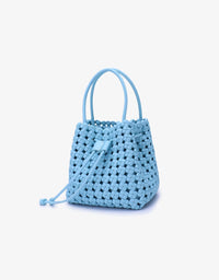 REMI/REID PERRIE BUCKET MINI WOVEN SQUARE BAG - SKY