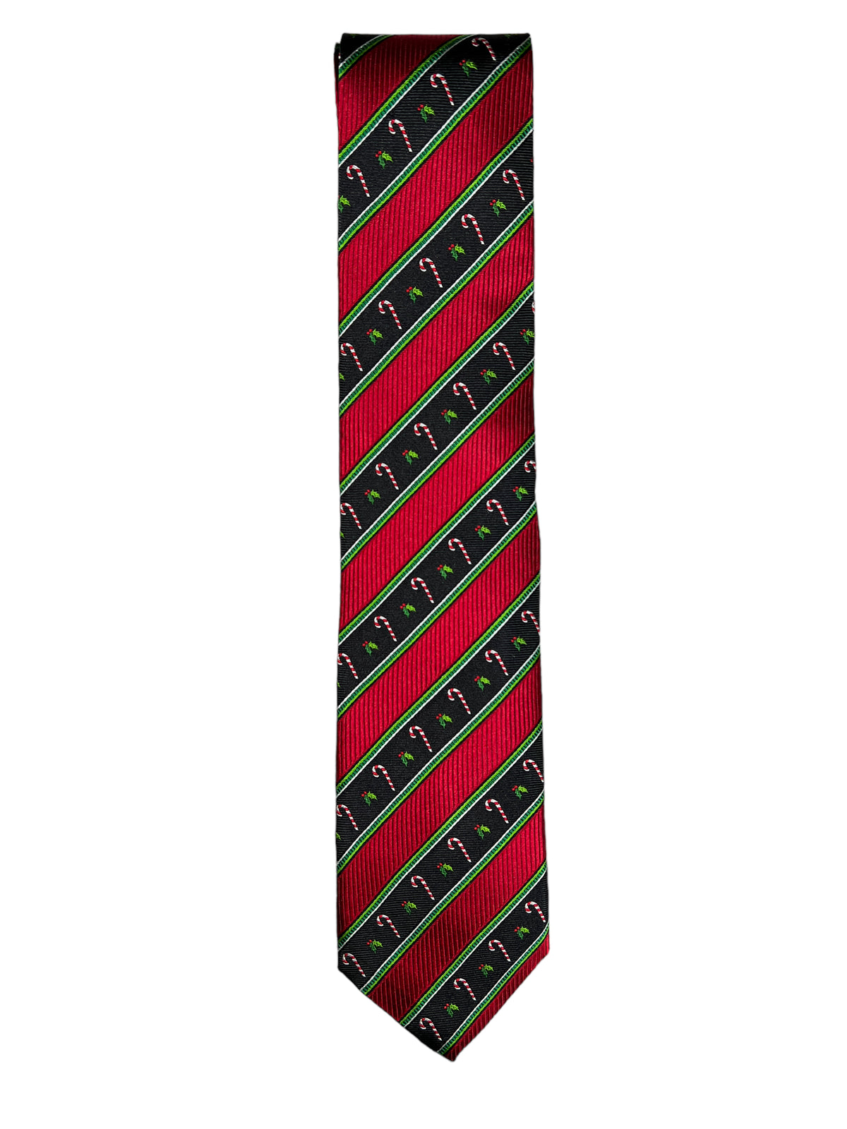 JZ RICHARDS CHRISTMAS TIE - RED & BLACK WITH CANDY CANES