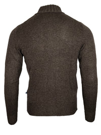 ALAN PAINE HAWSKER CABLE FRONT ZIP SWEATER - COCOA