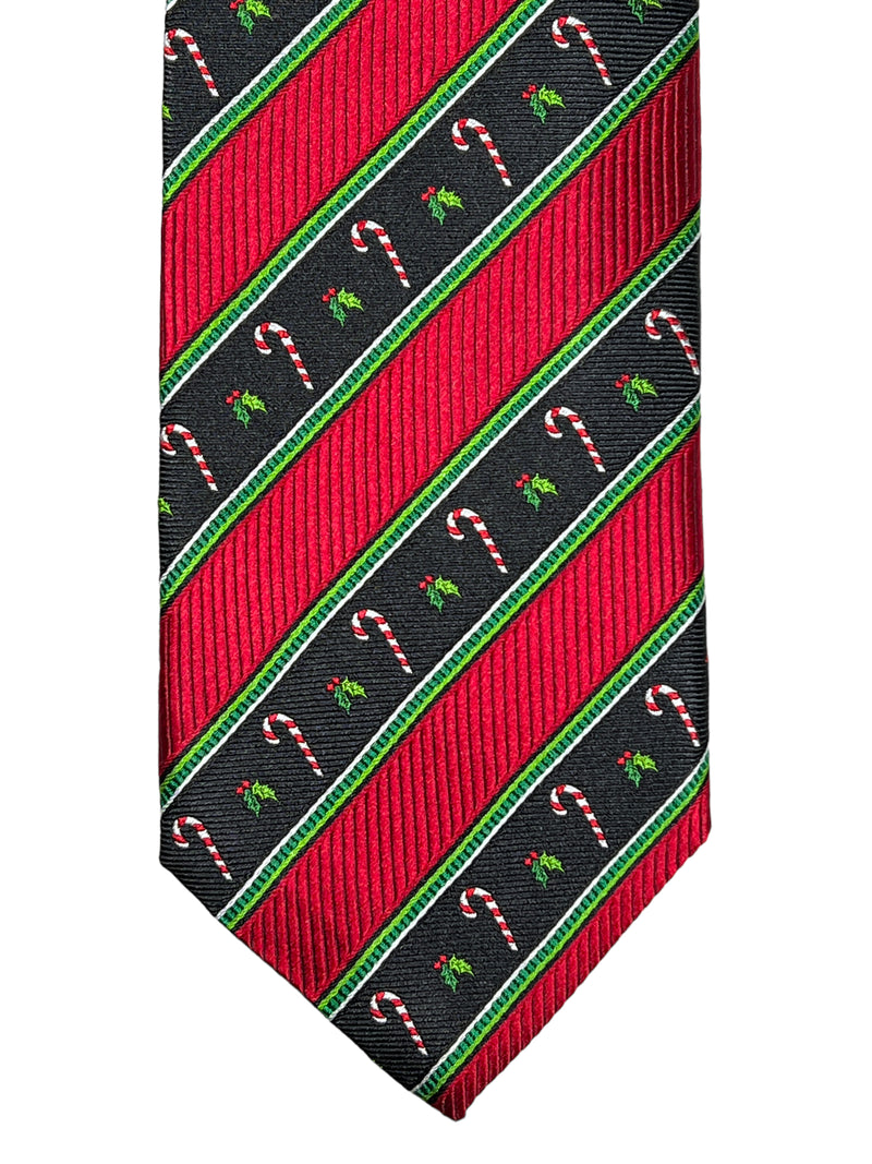 JZ RICHARDS CHRISTMAS TIE - RED & BLACK WITH CANDY CANES