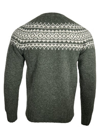 HARLEY OF SCOTLAND FAIRISLE WOOL SWEATER - SPRUCE/PUTTY