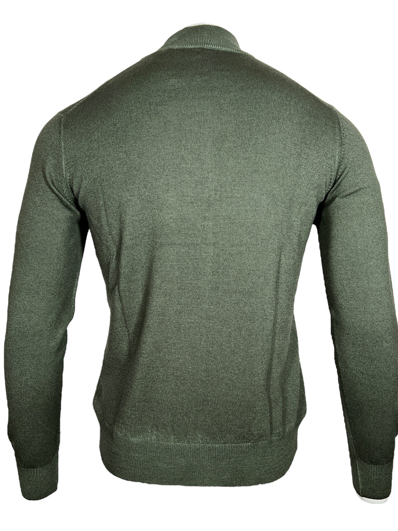 BUTTON DOWN MERINO VINTAGE 1/4 ZIP SWEATER - LODEN GREEN