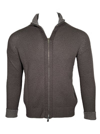FLY3 REVERSIBLE FULL ZIP SWEATER - BROWN