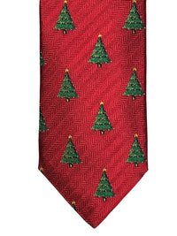 JZ RICHARDS CHRISTMAS TIE - RED WITH TREES