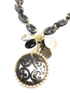 BUTTON DOWN STONE LINK AND MEDALLION NECKLACE - SHORT