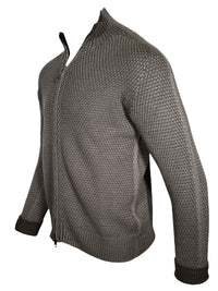 FLY3 REVERSIBLE FULL ZIP SWEATER - BROWN