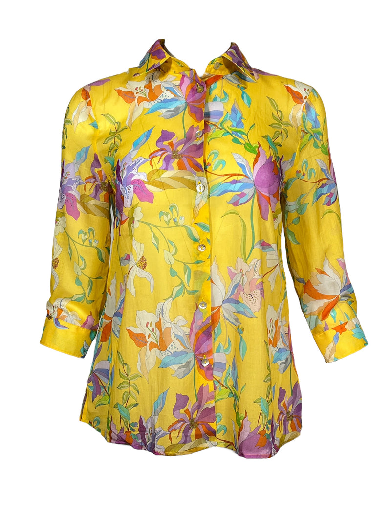 CAMICETTASNOB VOILE BLOUSE - YELLOW FLORAL