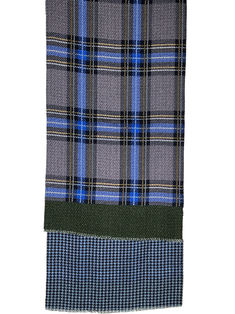ALTEA PLAID HOUNDSTOOTH DOUBLE SIDED SCARF - BLUE