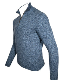 FEDELI TWISTED CASHMERE 1/4 ZIP SWEATER - NAVY