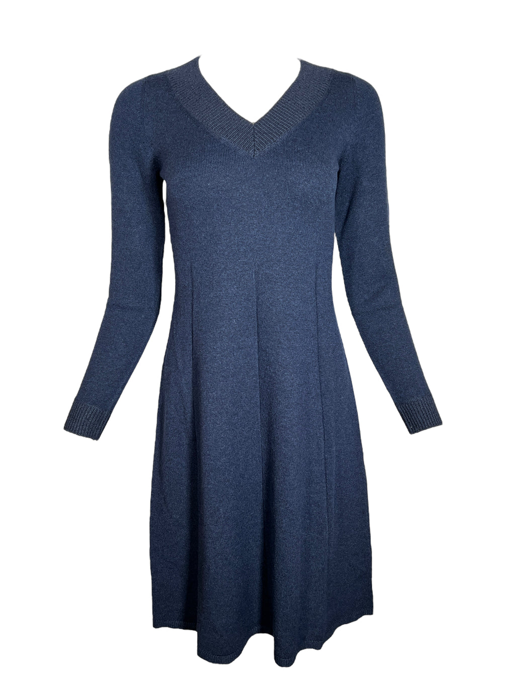 TONET LONG SLEEVE V-NECK DRESS - NAVY – Button Down SF