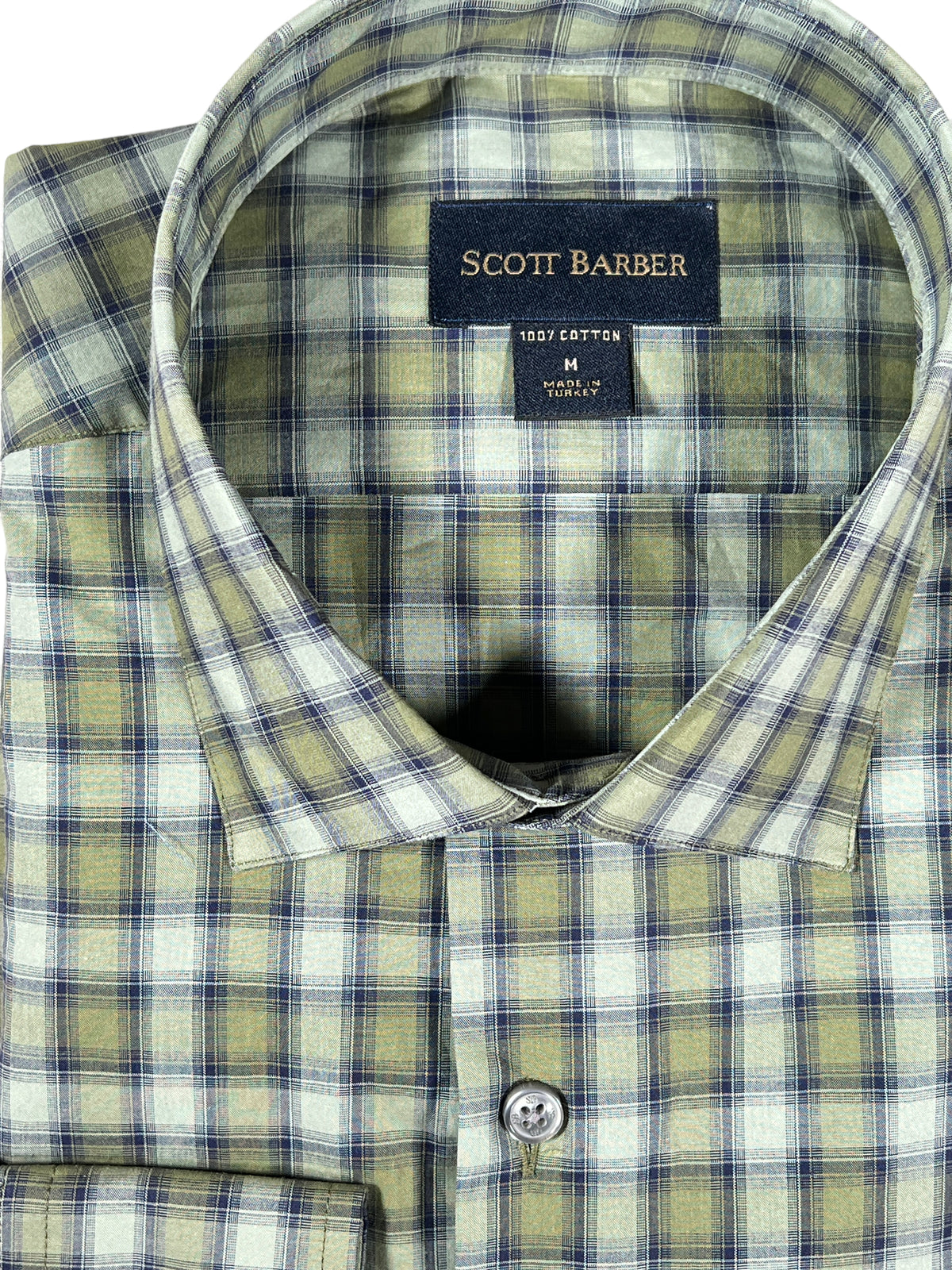 SCOTT BARBER ORGANIC COTTON PLAID MEN’S SHIRT - TURF