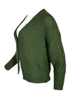 KASH WOMEN'S CASHMERE RIBBED OPEN CARDIGAN - GREEN