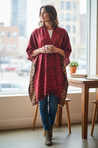 BAJRA TRICOLOR SERAPE - HERMES RED-TORTOISE-MIRE BROWN