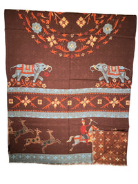 CALABRESE 1924 DOUBLE FACE WOOL SCARF - BROWN ELEPHANTS