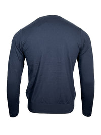PAUL & SHARK MEN'S CREW SWEATER WITH SUEDE DETAIL - BLUE