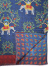 CALABRESE 1924 DOUBLE FACE WOOL SCARF - NAVY ELEPHANTS