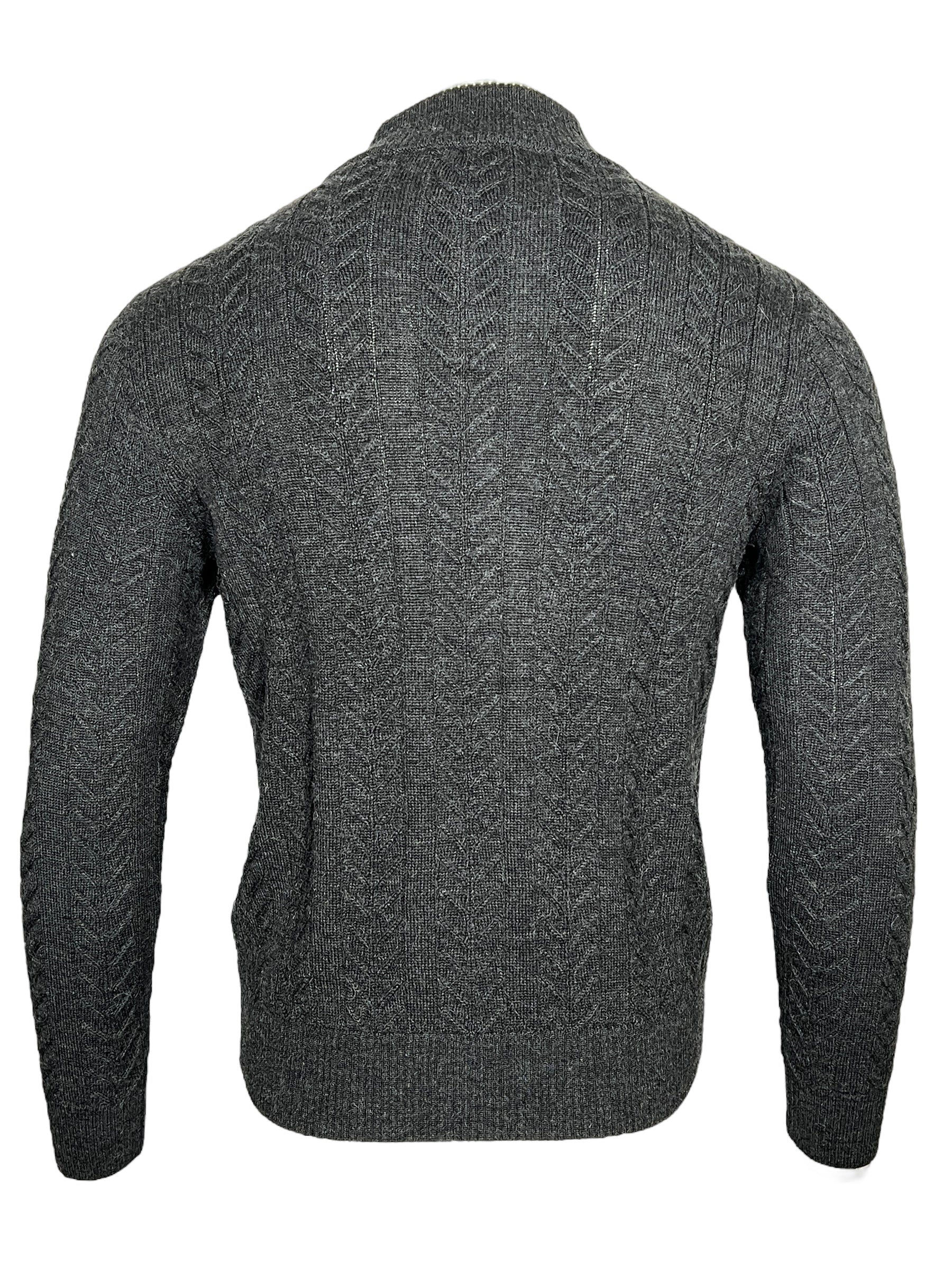 PERU UNLIMITED 4 BUTTON MOCK NECK SWEATER - CHARCOAL