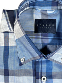 CALDER CARMEL MEN'S TWILL MELANGE PLAID SHIRT - BLUE