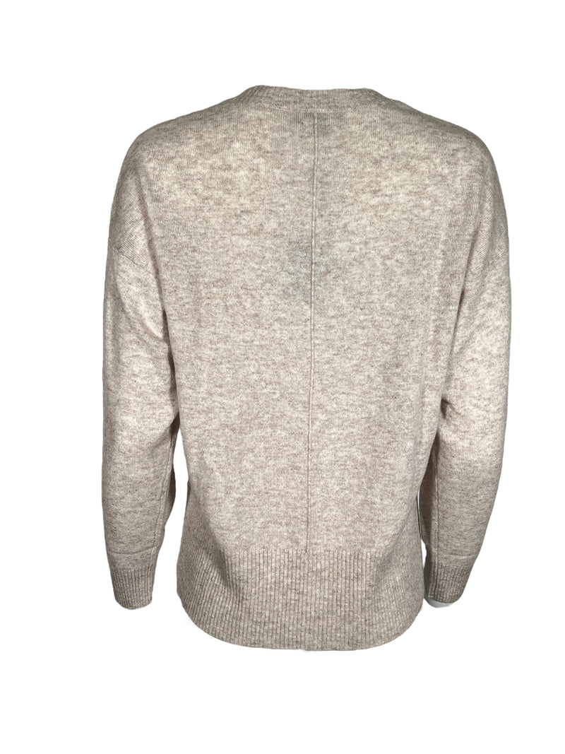 REPEAT CASHMERE NOTCHED V-NECK SWEATER - SAND
