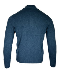 BUTTON DOWN CONTRAST 1/4 ZIP SWEATER - BLUE