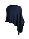 LUIV FIRENZE CASHMERE FRINGE PONCHO - DARK NAVY