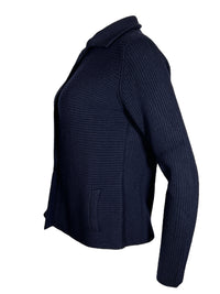 HUBERT GASSER HORIZONTAL RIB CARDIGAN - NAVY