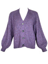 REPEAT CABLE KNIT BUTTON CARDIGAN - AMETHYST