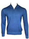 BUTTON DOWN MERINO VINTAGE 1/4 ZIP SWEATER - DARK BLUE