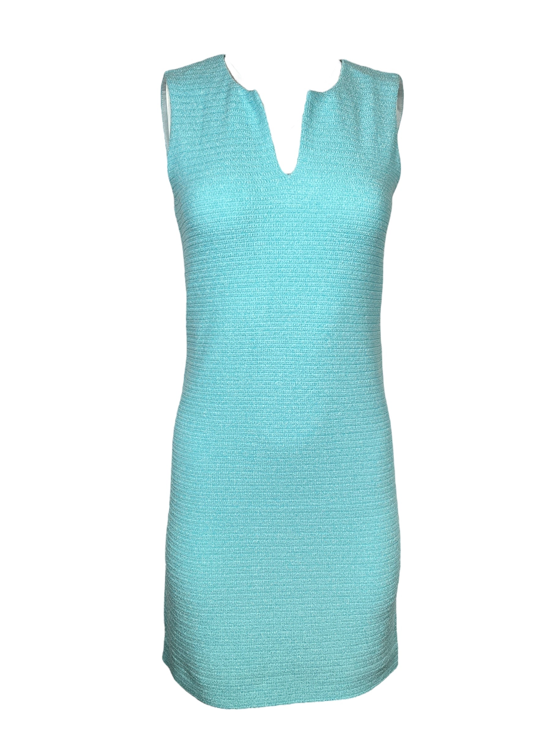 AMINA RUBINACCI SLEEVELESS KNIT DRESS TURQUOISE