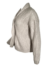 REPEAT CASHMERE WAVY KNIT OPEN CARDIGAN - SAND