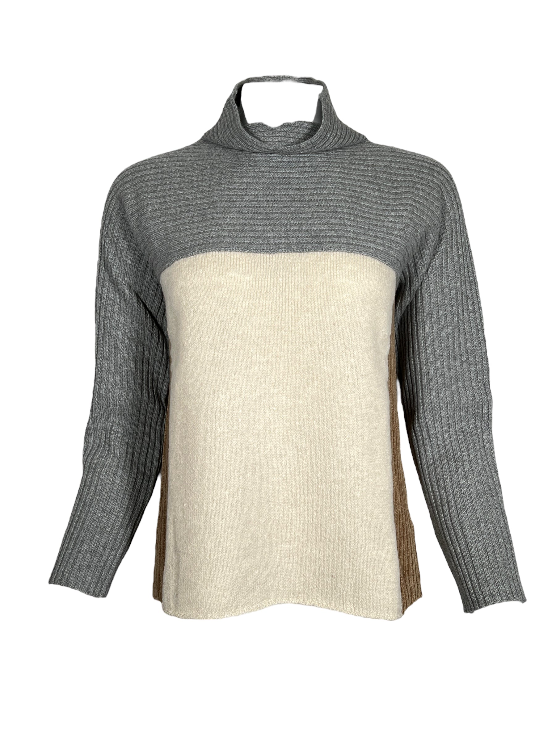 AMINA RUBINACCI TRICOLOR SWEATER HONEY NOUGAT GREY