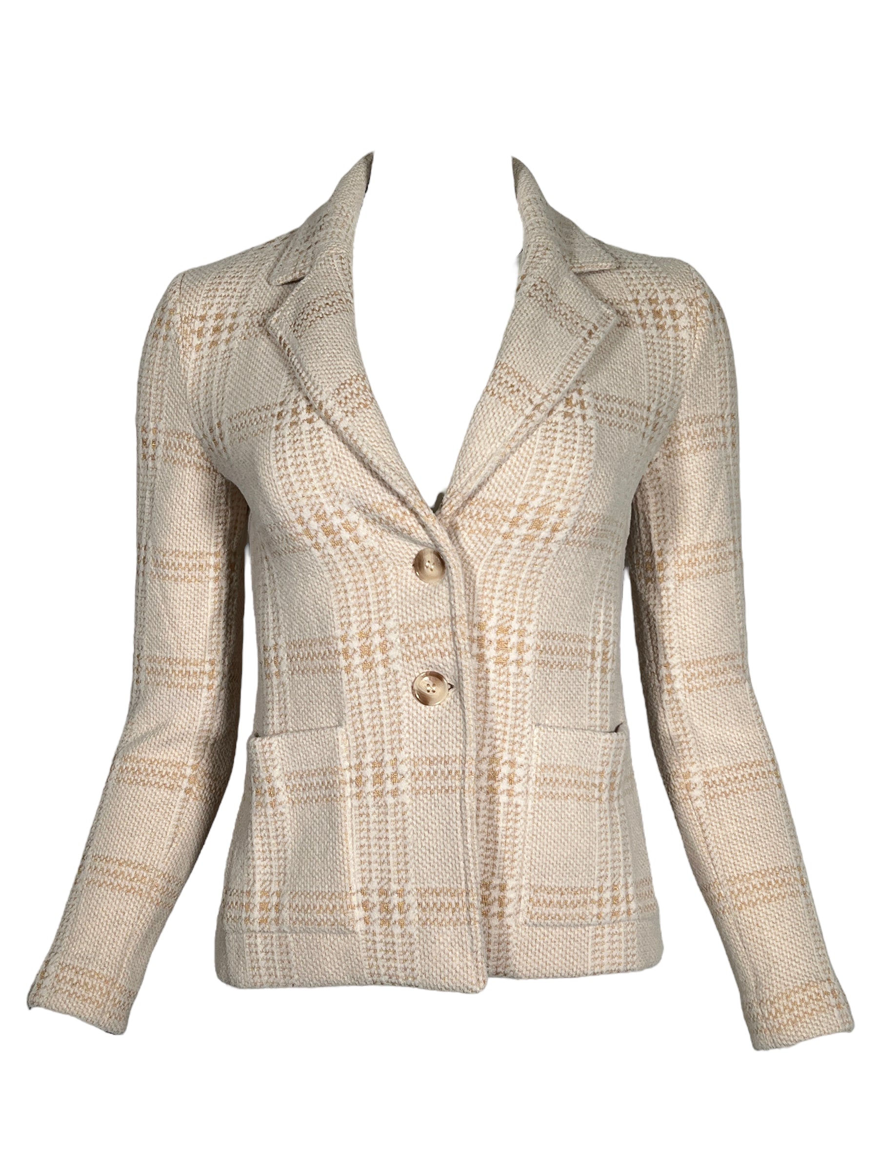 AMINA RUBINACCI PLAID JACKET CREAM BEIGE