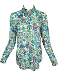 XACUS ABSTRACT PAISLEY BLOUSE - BLUE