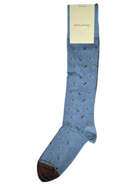 EDWARD ARMAH MEN'S SOCK - ICE BLUE/LIGHT BROWN PIN NEAT MELANGE