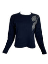 PANICALE EMBROIDERED CREW SWEATER - NAVY