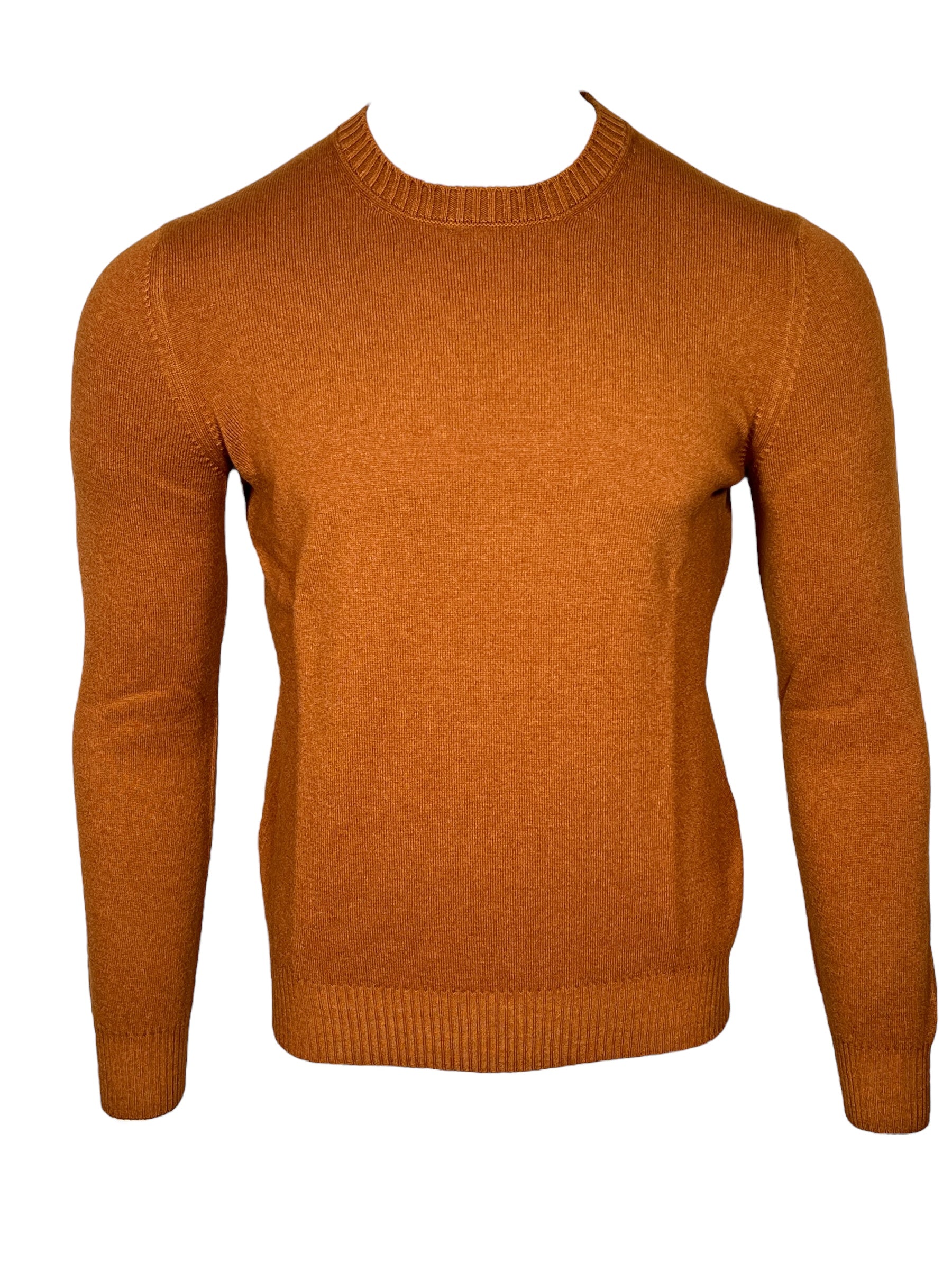 BUTTON DOWN VINTAGE WOOL/CASHMERE CREW SWEATER - ORANGE