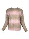 HUBERT GASSER STRIPED CABLE KNIT SWEATER - BEIGE/ROSE