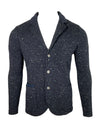 ELEVENTY MEN'S WOOL/CASHMERE SWEATER JACKET WITH SUEDE ELBOW PATCH - NEW BLUE