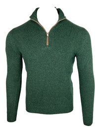 FEDELI CASHMERE TWIST 1/4 ZIP SWEATER - PINE