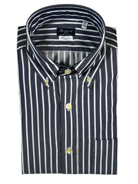 FINAMORE 1925 SHIRT - NAVY TWILL STRIPE