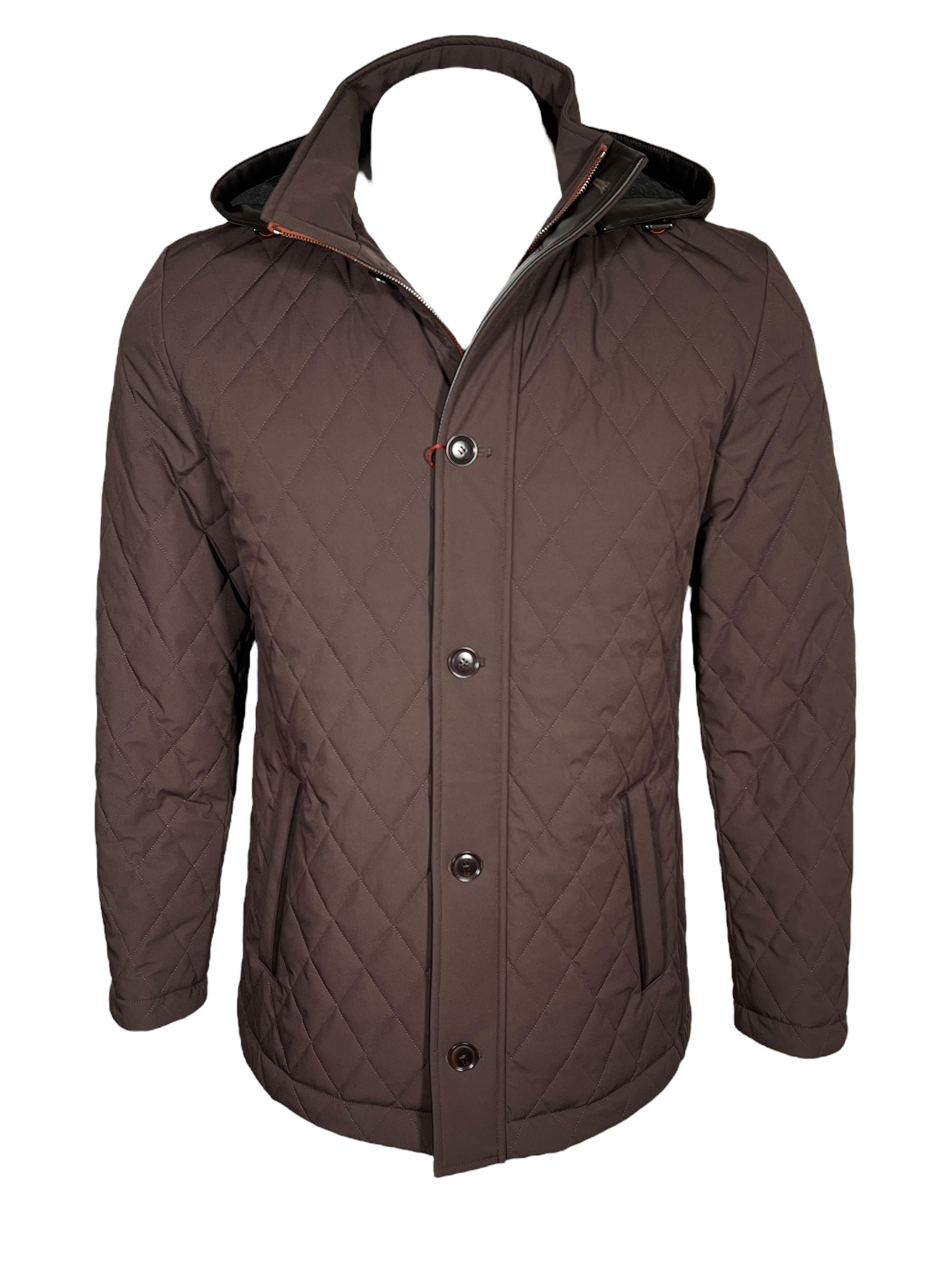 LUCIANO BARBERA DIAMOND QUILT JACKET COCOA