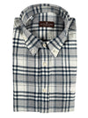 BUTTON DOWN SPORT SHIRT - NAVY/WHITE PLAID