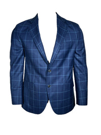 OARS & OLD IVY WOOL BLEND SPORT COAT - NAVY/BLUE WINDOWPANE