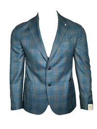 L.B.M. 1911 TAILORED WOOL TWILL SPORT COAT - ROYAL & BROWN CHECK